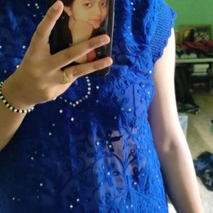 Navy Blue Chikankari Kurti With Sequins