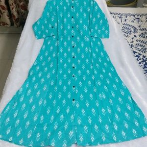 🌊Sea Green Beautiful Aline Kurti With Pockets I