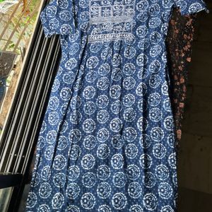 Indigo printed cotton kurti