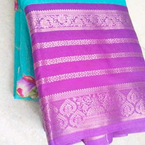 Crepe  Dola With Big Pattu Barder Saree