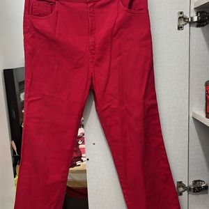 Red Export Material Denim Jeans Waist Size 30-32