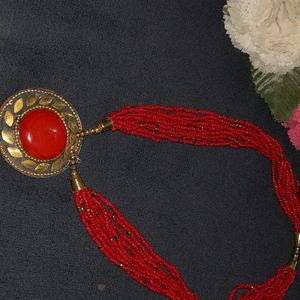 Red Kundan Beaded Necklace