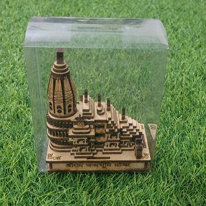 Miniature Wood Crafted Ram Mandir With Chandan