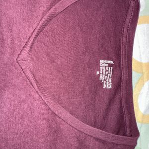 Man’s Beneton Cotton Purple T-shirt For Men