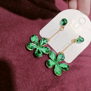 Green Flower Earrings