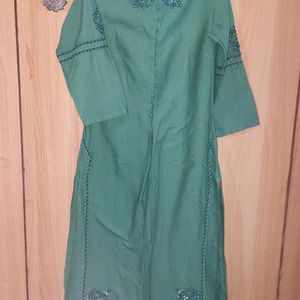 W Green Embroidered Kurta