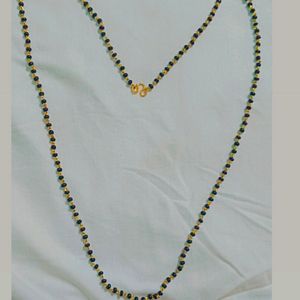 Black Beed With Gold Plated Chain