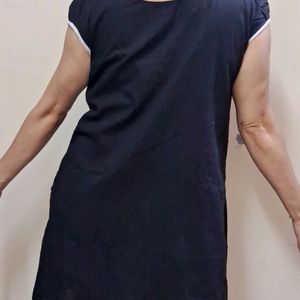 Solid Black Short Kurta