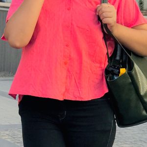 Pink Shirt + Black Jeans