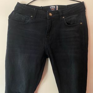 Denim Black Knee Stressed Jeans