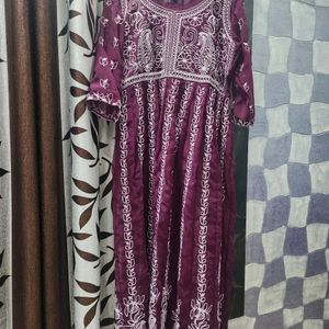 Here&Now Purple Chikankari Kurta