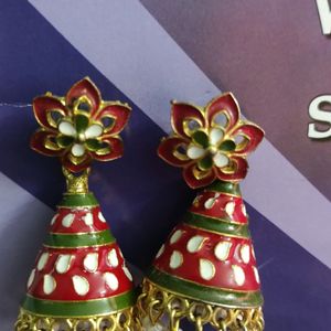 Kalamkari Red Jhumka