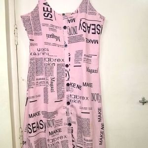 Pink Newspaper print dress 🌸