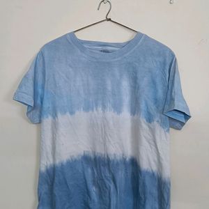 White Blue Tie Die T Shirt