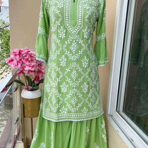 Chickenkari Kurta With Garara Set