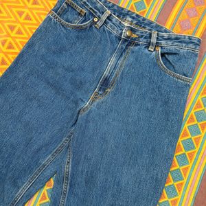 High Waist Straight Fit Blue Jeans