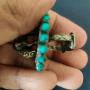 92.5 Silver 3D Ring With turquoise Stones