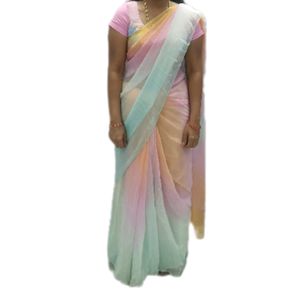 Pastel Colours Diamond Chiffon Saree