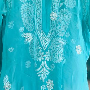 lucknowi Chikankari kurti Sea green