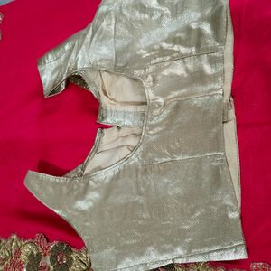 Chiffon Sari With Golden Blouse