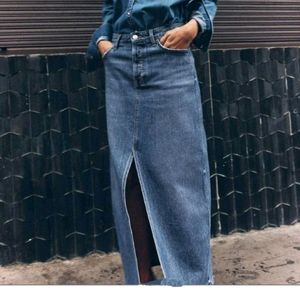 Slit Cut Denim Skirt