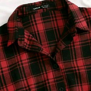 Women Checkered Casual Red Shirt