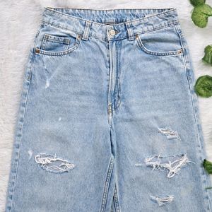 H&M Wide Leg Ripped Jeans