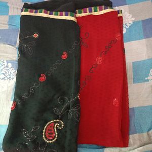 Black And Red Combination With Sequence Work Saree