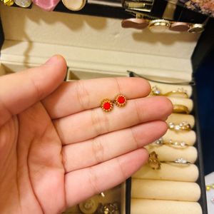 Red Golden Boho Vintage Earings