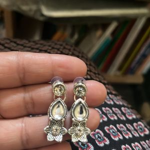 Beautiful Fresh Silver Oxidised Metal Earrings