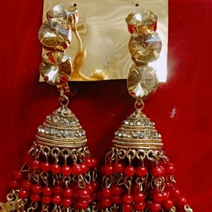 Jhumka  Earrings With Golden Stones and Stars⭐