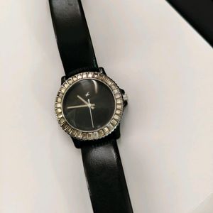 Hip Hop Black Analog Watch with Diamond Studded