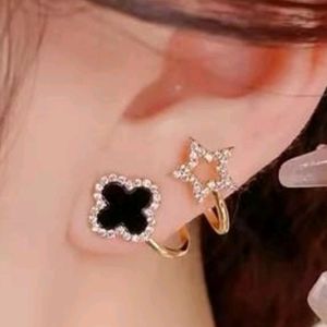 Korean Black Studded Earrings