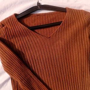 Brown Ribbed Sweater Top🪹🛍️