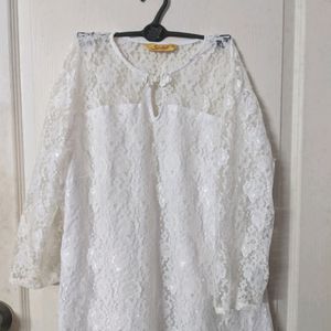 Net White Kurta-fixed Price