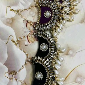 New Party Wear Earrings Colour Black & Purple