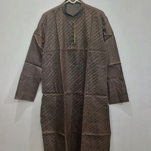 Jamewar Silk Kurta Chudidar Set (Brown)