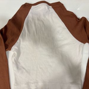 Brown Full Sleeve Crop Top