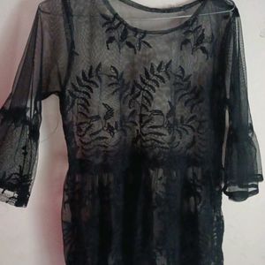 Designer Black Net Top