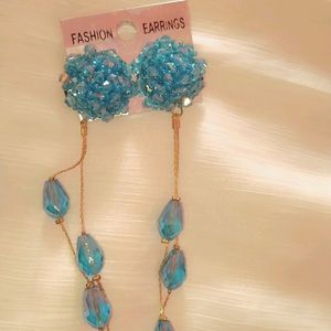 SKY BLUE LONG STYLISH EARRINGS SO BEUTIFUL