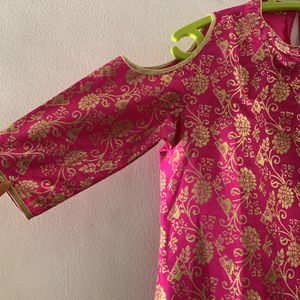 Anouk, Magenta With Golden Print, New Style, Long