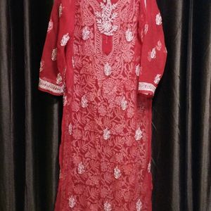 Red Without Inner Chicken Kurti