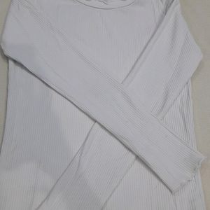 White Fitted Ribbed Top