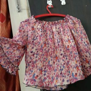 Cute Floral Flowy Pink Top