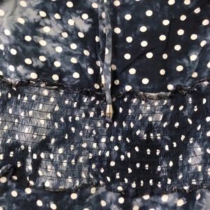 Dark Blue Polka Dot Top