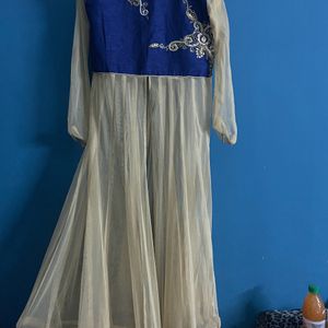 Blue Gold Lehenga With Accessories