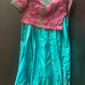 Beautiful Cyan And Pink Skirt Top