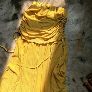 Y2k Pinterest Korean Shimmery Yellow Maxi Skirt