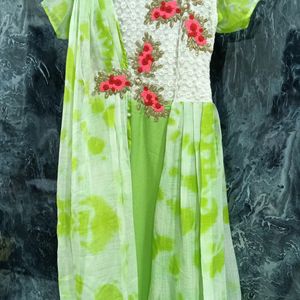 Green End White Multi Colour Dress