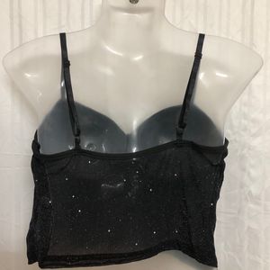 SHEIN Allurite Sequin Mesh Bustier Crop Cami Top